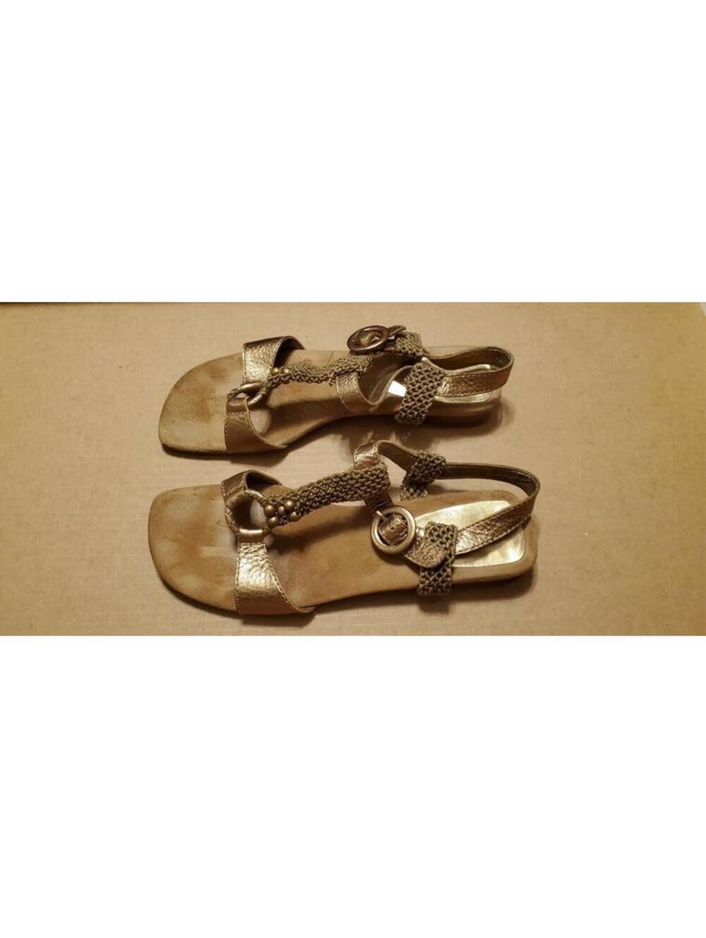 WOMEN'S ENZO ANGIOLINI SLINGBACK SANDALS BEADS AND CROCHET - BRN/COPPER METALLIC